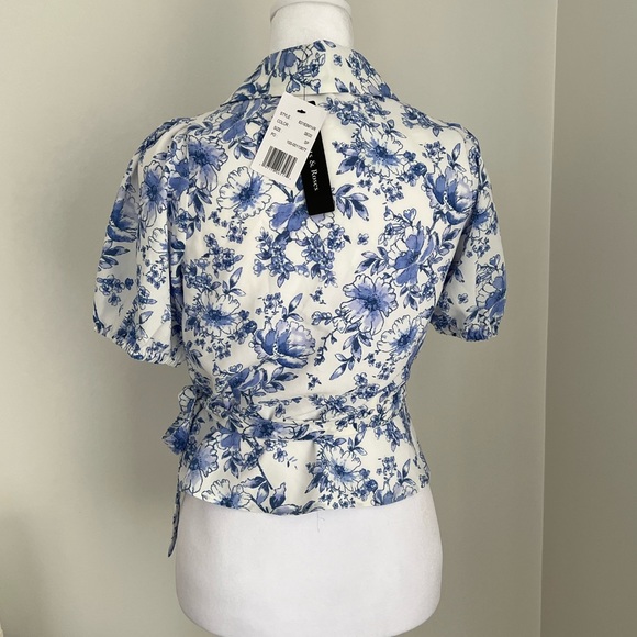 NWT Violets & Roses Stitch Fix Oprah Short Sleeve Floral Wrap Blouse Size: SP - Picture 5 of 9